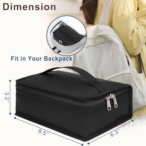 Small Insulated Lunch box Portable Soft Bag Mini Cooler Thermal Meal Tote Kit with Handle for Work & School (Black)