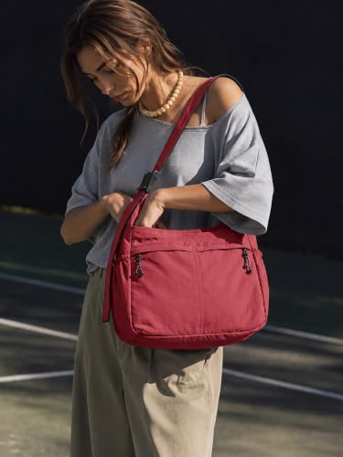 20L Crossbody Tote Bag Large Capacity Lightweight Hobo Shoulder Sling Bags for Gym Shopping Beach Travel (Jester Red)