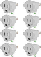 8 Pack ETL Listed 3 Prong to 2 Prong Adapter Converter (8 Pack / A-Ivory White)