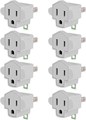 8 Pack ETL Listed 3 Prong to 2 Prong Adapter Converter (8 Pack / A-Ivory White)