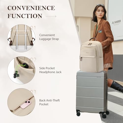 Travel Backpack for Women Personal Carry On Bag Business Weekender Hiking Multilayer Laptop Bag (Upgrade-apricot / 16 Inch)