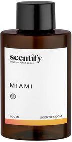 Scentify Miami Aroma Oil Refill Scent for Oil Diffusers - Creamy, Cashmere, Sandalwood, Musk Scents - Luxurious Relaxing Aromatherapy Diffuser Fragrance 100ml, 3.38 oz