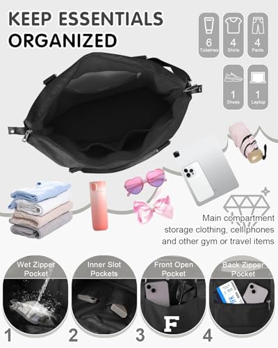 Dance Gym Duffel Bag Gifts for Girls Teen (Black / F)