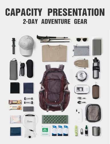 40L Hiking Backpack Daypack Travel Camping Bag for Men&Women (Dark Purple-40l / 40L)
