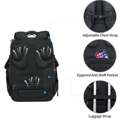 Travel Laptop Backpack 17.3 Inch XL Computer Backpack for Men (Black/Haze Blue / 17.3 inch)