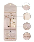 Travel Jewelry Organizer Case Foldable Jewelry Roll (Small / Beige)