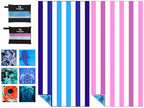 2 Pack Microfiber Beach Towels Oversized 71x32 Blue Pink Striped (2 Pack Blue Pink Multi / X-Large (32x71 inches))