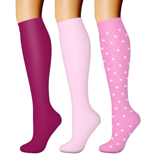 Compression Socks for Women & Men Circulation (Large-X-Large / 35 Purple/Pink/Pink)
