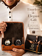 Watch Travel Case for Men Leather Watch Roll for Travel Organizer and Display Watch Case 2 Slots Full Grain Leather Tawny Brown
