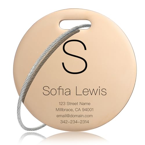 Customized Stainless Steel Luggage Tags (Elegant Circle-rose Gold)