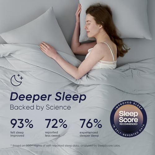 Temperature Regulating Comforter (Light Gray With Navy Trim / Premium King (106"x90"))