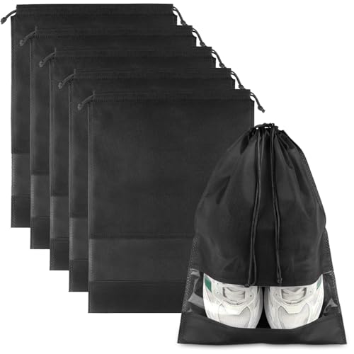 Black Travel Shoe Bags (Black / 5 Pack)