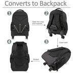 Rolling Backpack with 4 Wheels (Black / 17 inch)
