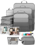 11 Set Compression Packing Cubes Garment Bags for Travel Essentials (Gray / 11 set)