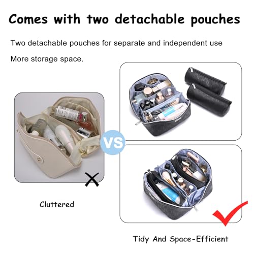 Travel Makeup Bag Cosmetic Bags for Women (G-4-Black)