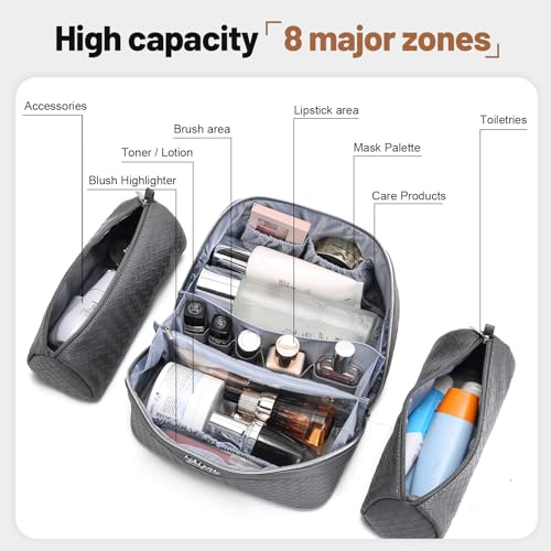 Travel Makeup Bag Cosmetic Bags for Women (L07Grey)