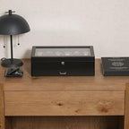 12 Slot Matte Black Watch Box with Valet Drawer (Matte Black / Grey Carbon)