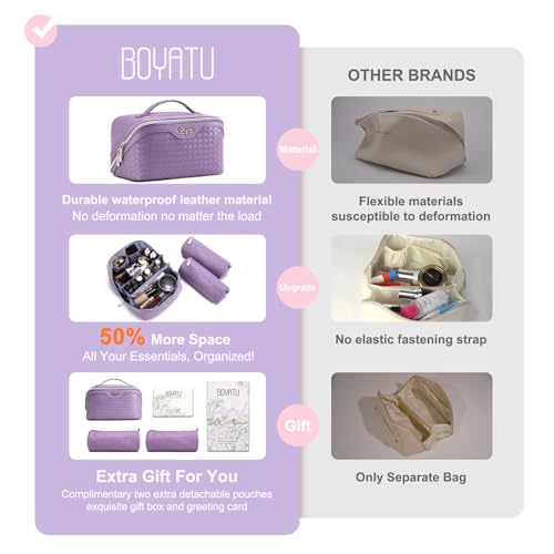 Travel Makeup Bag Cosmetic Bags for Women (L01 Purple)