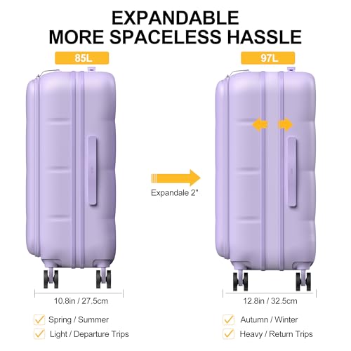 26 Inch Large Expandable Checked Luggage Hard Shell Suitcase (26 inch / Purple)