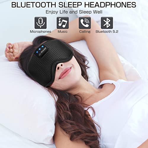 Sleep Headphones Sleep Mask with Bluetooth Headphones (Black Silk)