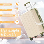 Luggage Set 3 Piece Hardshell Suitcases with Spinner Wheels (White Green / 3-Piece Set (20/24/28 Inch))