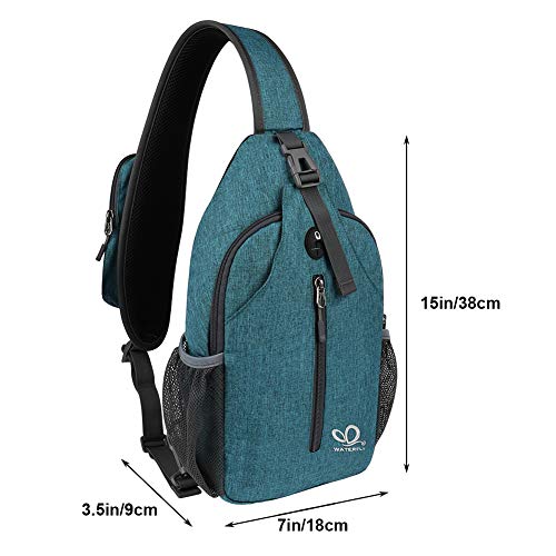 Crossbody Sling Backpack Sling Bag Travel Hiking Chest Bags Daypack (B-teal Blue / Small)