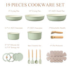 19pcs Pots and Pans Set Non Stick (Sage Green / 19 Piece)