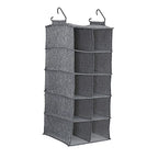 10 Pocket Double Hang Canvas Shoe Organizer Side‑by‑Side Hanging Storage (Gray)