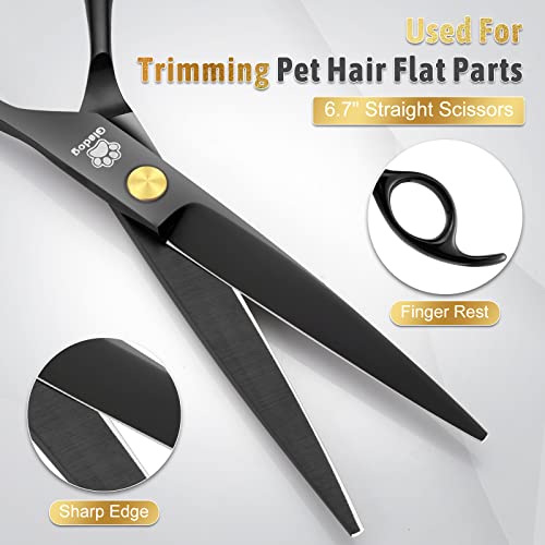 Dog Grooming Scissors Kit with Safety Round Tips (Golden 5 in 1)