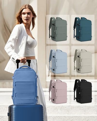Travel Backpack for Women Man Carry On Backpack Mochila de Viaje Waterproof Teacher Personal Item Backpack Travel Bag Essentials Rucksack Airplane Accessories Must Haves Sky Blue Small (20l / Sky Blue)
