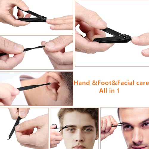 Manicure Set Nail Clippers Set Gifts for Men Manicure Pedicure Kit (Black and Red)