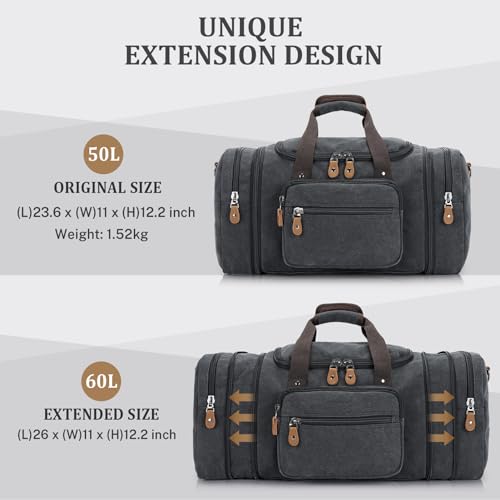 Canvas Duffle Bag (Dark Grey / X-Large-60L (Without Shoe Compartment))