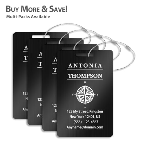 Personalized Metal Luggage Tags (Horizontal Black)