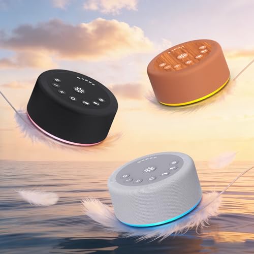 Sleep Sound Machine White Noise Machine with 30 Non Looping Sounds 12 Night light Colors with 5 Timers 36 Adjustable Volume Memory Function Brown Noise Machine for Baby kid Adult & Home Nursery Travel (Wood)