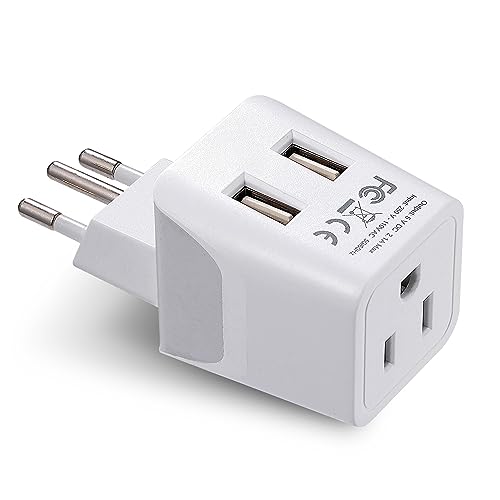 Brazil Travel Adapter Plug With Dual USB (Pearl white)