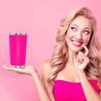 20oz Tumbler Insulated Coffee Tumblers with Lid Stainless Steel Hot Pink 8P (Hot Pink)