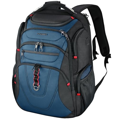 Travel Laptop Backpack 17.3 Inch XL Computer Backpack for Men (Black/Haze Blue / 17.3 inch)