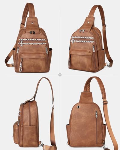 Large Sling Bag for Women (1 Brown Retro Style)