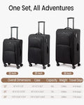 Large Checked Luggage (Black / 22/25/29 inch_(Carry on/M_Checked/L_Checked))