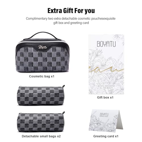 Travel Makeup Bag Cosmetic Bags for Women (D-2-Black)