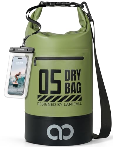 Dry Bag Waterproof Backpack with Phone Pouch 5L (Olive Green / 5L)