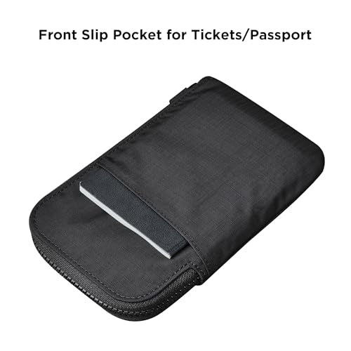 Zip Travel Wallet RFID Blocking Passport Holder Black (Black)