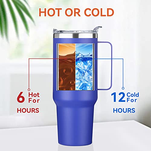 40 oz Stainless Steel Tumbler with Handle (Dark Blue / 40 Ounces)