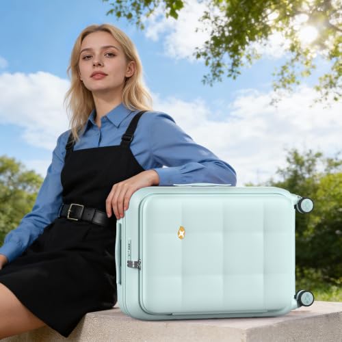 24 Inch Expandable Checked Luggage Hard Shell Suitcase (24 inch / Aquamarine)