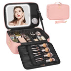 Travel Makeup Bag With LED Mirror (01-Pink / 2-Medium)