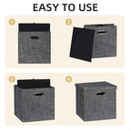 Storage Bins with Lids (13×13×13/4pcs with lids / Charcoal Gray)