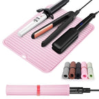 Large Heat Resistant Silicone Mat for Hair Styling Tools (Pink)