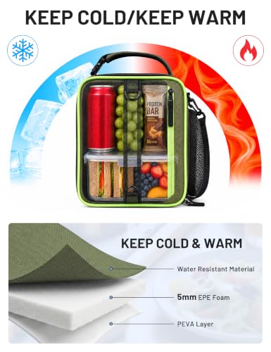 Expandable Small Lunch Box for Men Women Kids to Work School (Green)