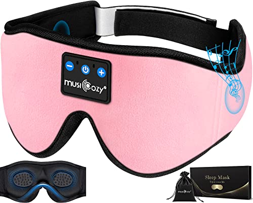 3D Sleep Headphones Bluetooth 5.4 Sleep Mask with HD Speakers (Pink)