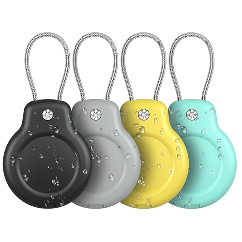for AirTag Holder Case with Keychain 1st (Black/Grey/Yellow/Light Green)